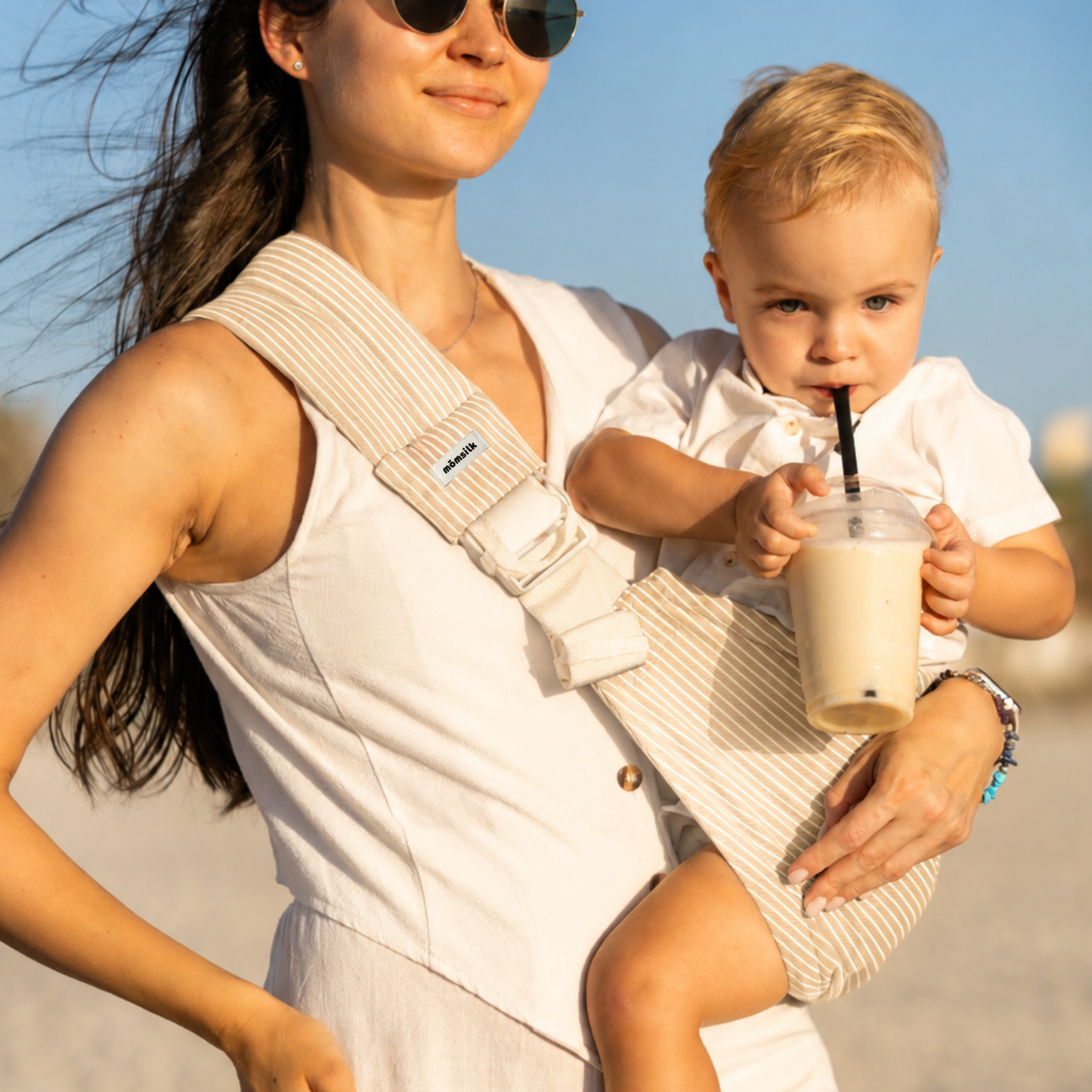 MomSwing Babytrage - St Tropez White Strap